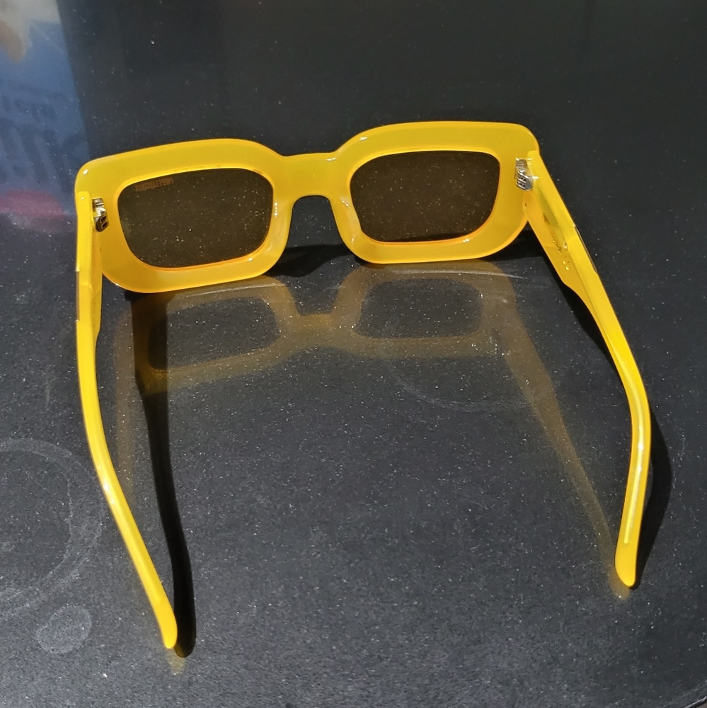 Vibrant Yellow Rectangular Sunglasses - Picture 5 of 8